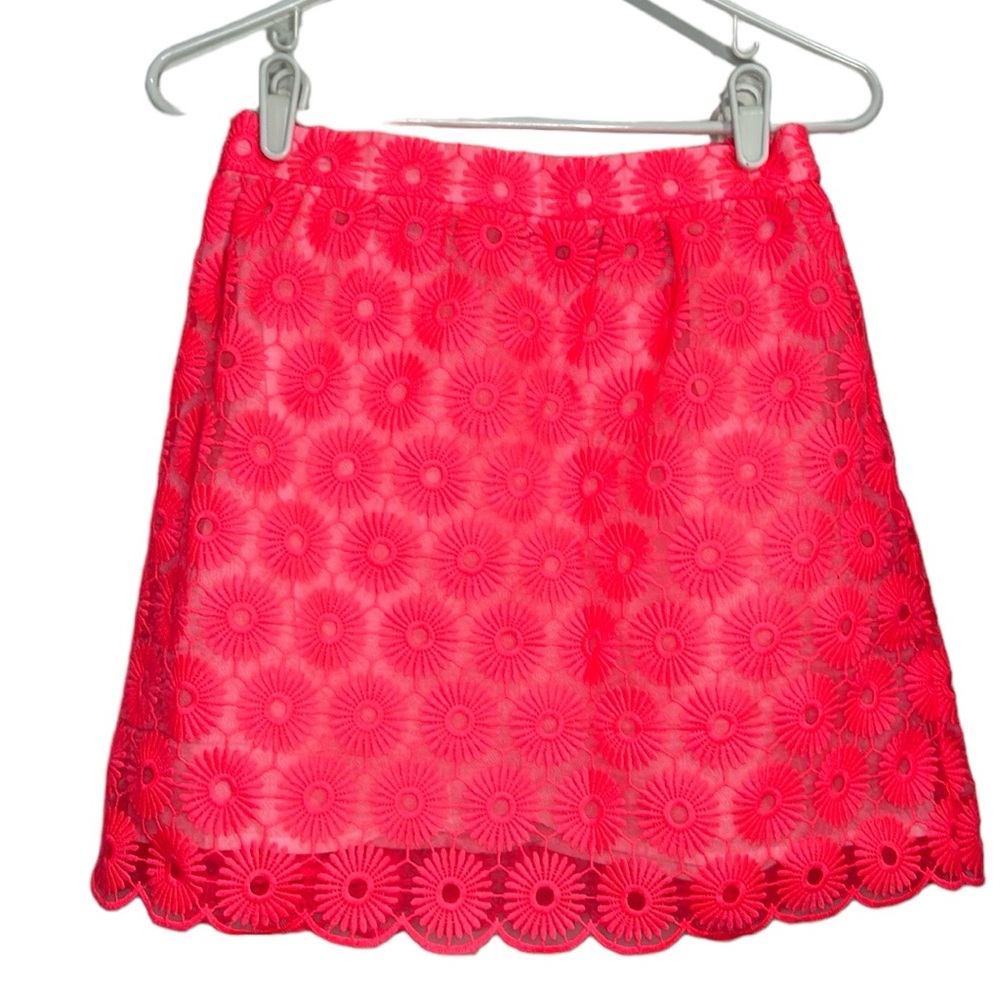 Lilly Pulitzer Skirt Women Sz Small Mimosa Pinwheel Lace Pink Floral Elastic